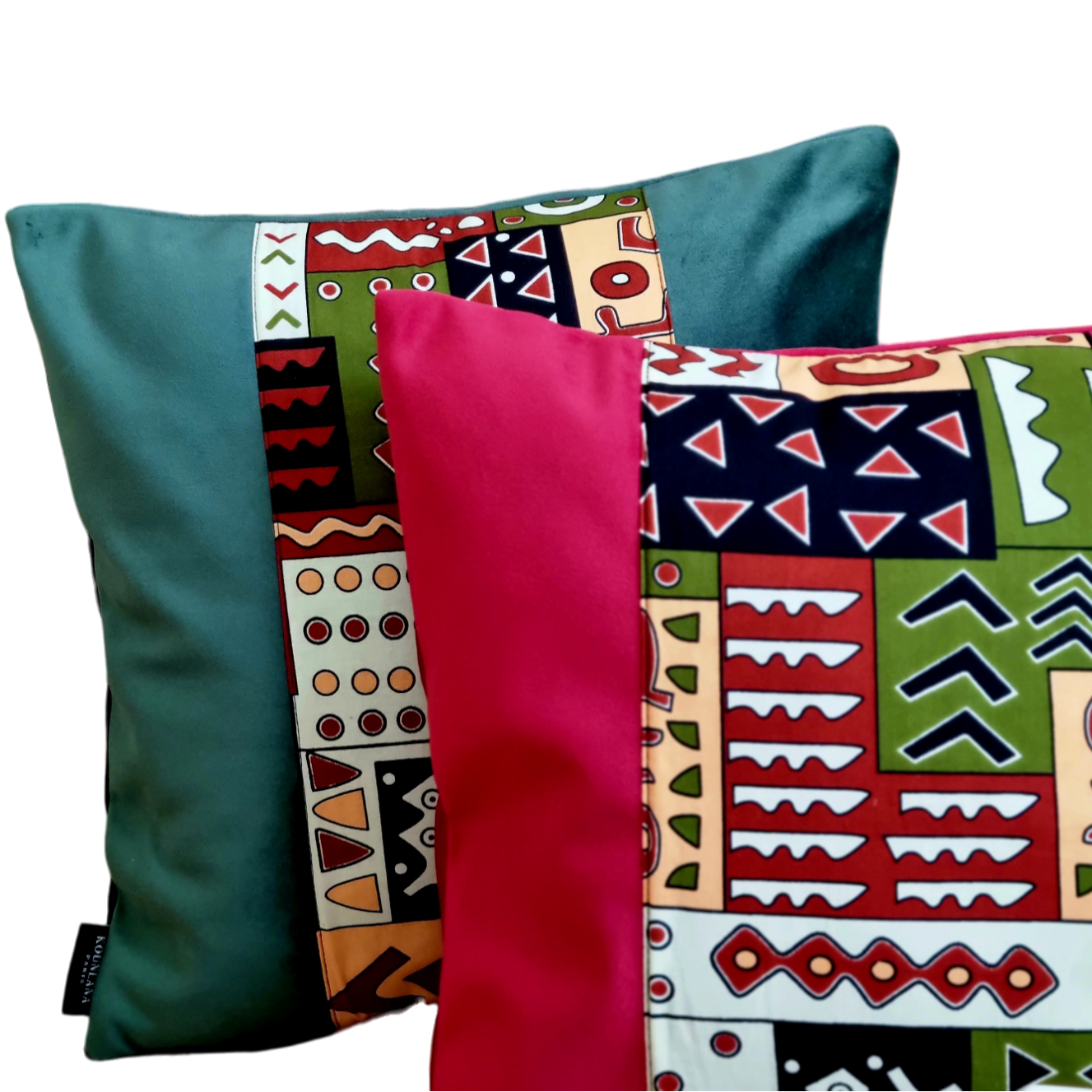Coussin Mystik en velours et pagne antique