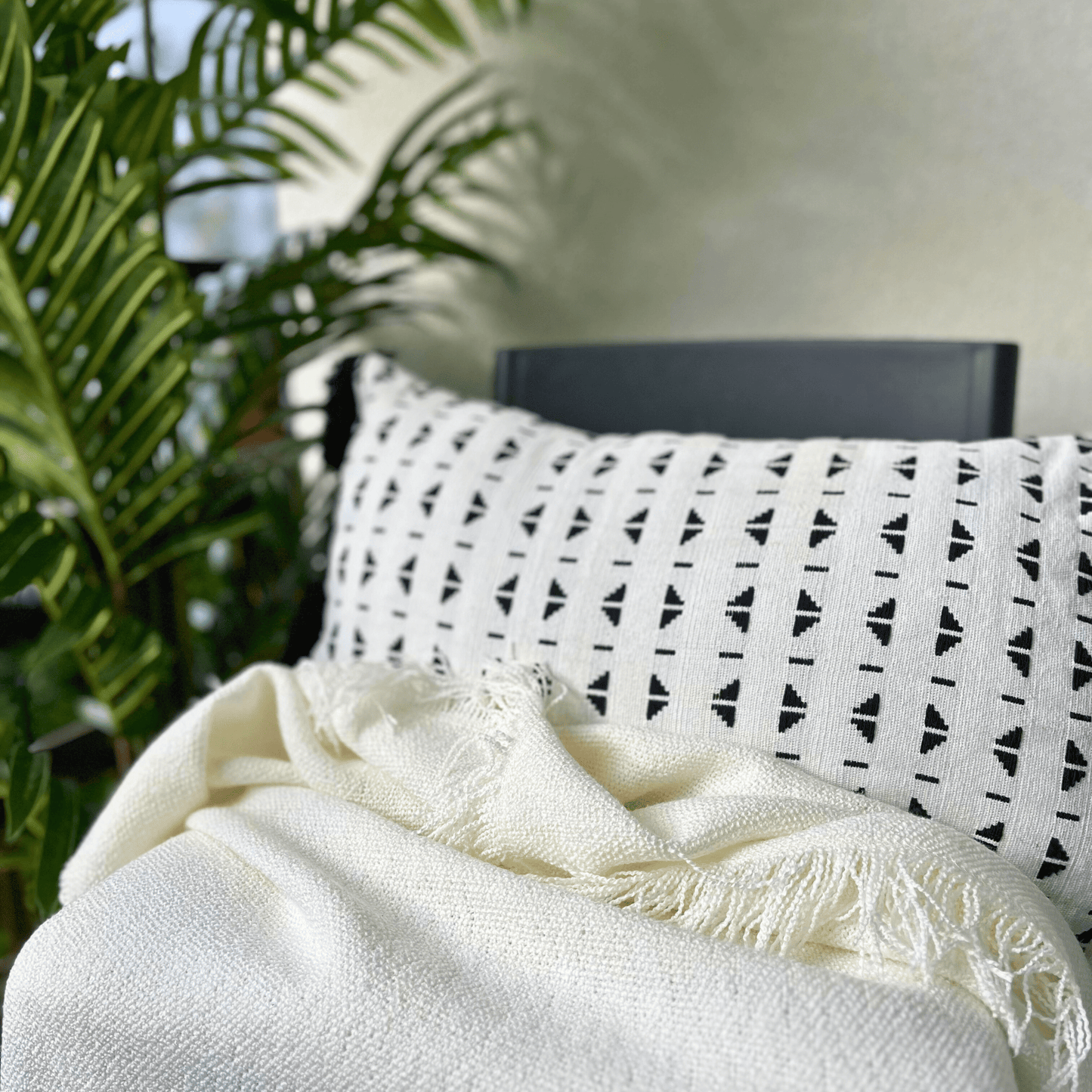 Housse de coussin Escapade Nostalgique 30X50 cm blanc et noir