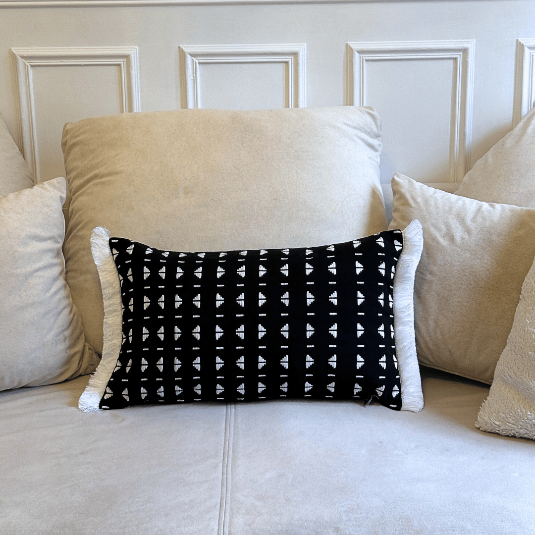 Housse de coussin Escapade Nostalgique 30X50 cm noir et blanc