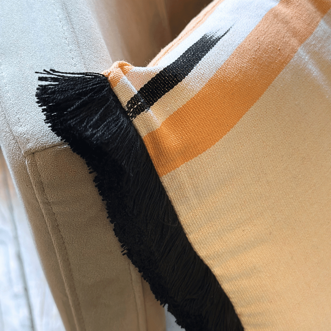 Housse de coussin Escapade Riviera 30X50 cm pêche et noir
