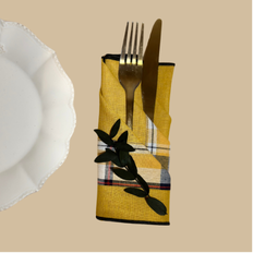 Lot de serviettes de table en lin Madras 36x36 cm Jaune, Bordeaux ou vert