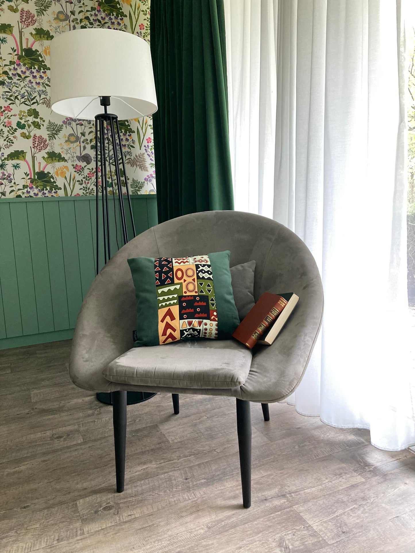 Coussin Mystik en velours et pagne antique