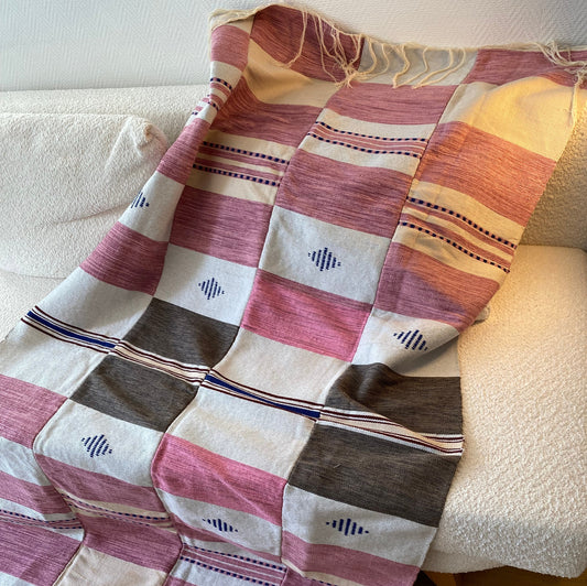 Plaid en coton tissé à la main Faso Dan Fani du Burkina Faso - 180 x 120 cm