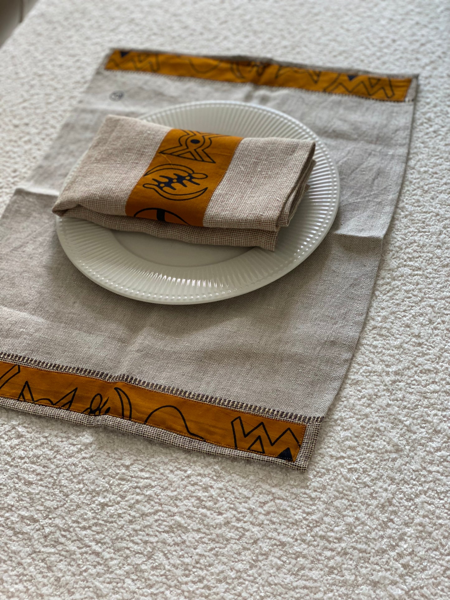 Lot de serviettes de table en lin Doumini Antiquity 45x45 cm Ocre