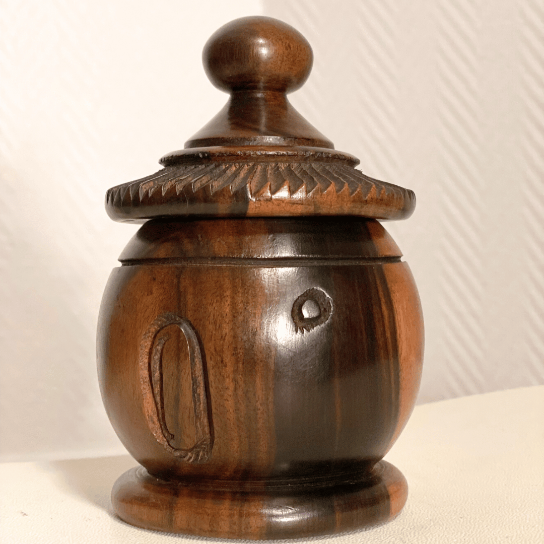 Wooden house box art object height 10 cm