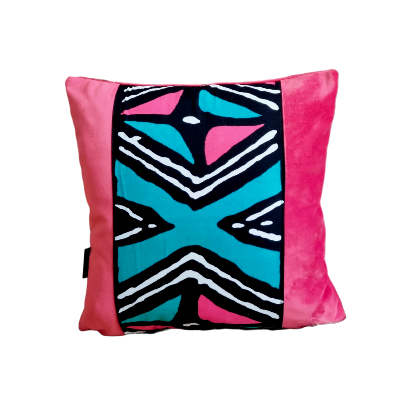 Coussin Baji en velours et pagne antique