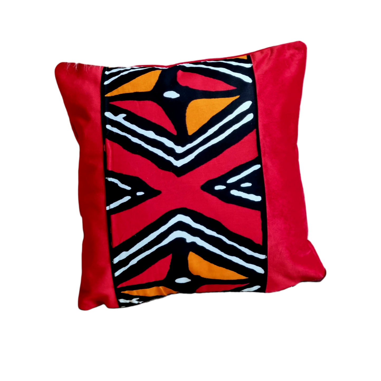 Coussin Baji en velours et pagne antique