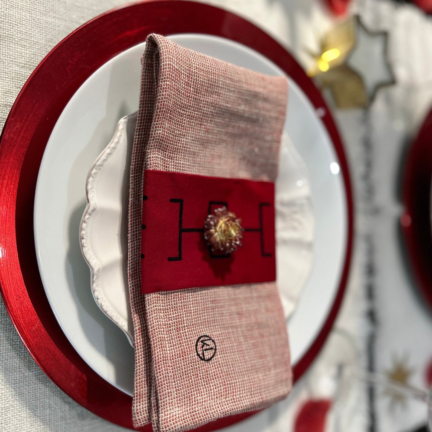 Doumini Antiquity Linen Napkins Set 45x45 cm Red