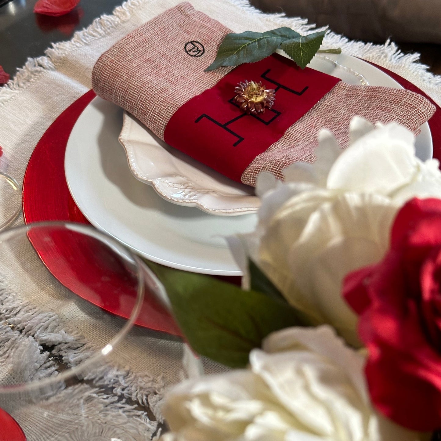 Doumini Antiquity Linen Napkins Set 45x45 cm Red